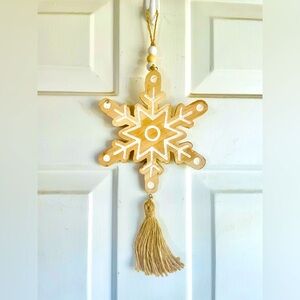 *Cutout Snowflake Wood Ornament with Tassel